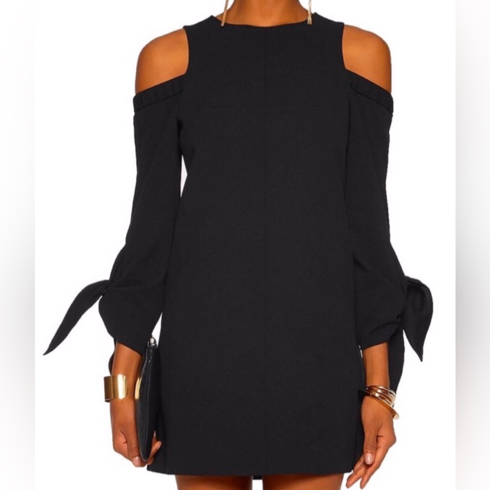 TIBI Cut Out Shoulder Tie Cuff Mini Party Dress size 0